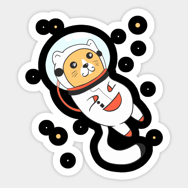 Space Cat Kawaii Astronaut Kitty Sticker by Foxxy Merch